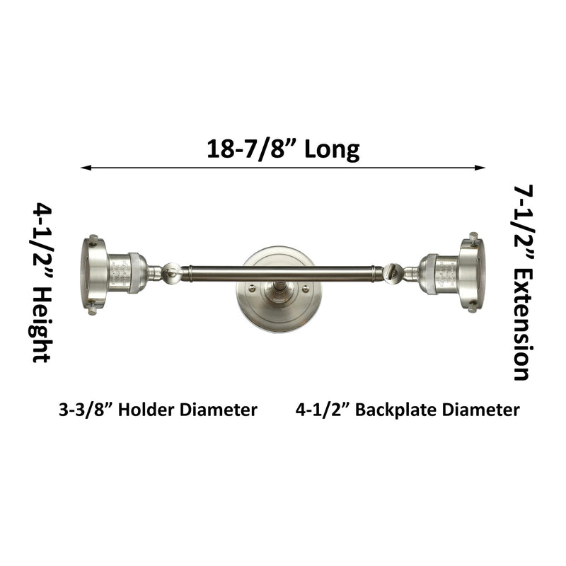 Innovations Halophane 2-Light Vanity Light | Industrial Brushed Satin Nickel and Clear Halophane Glass | Bathroom Vanity & Powder | Model 208L-SN-G2-LED