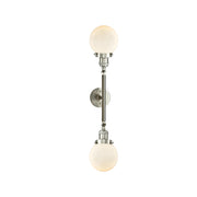 Innovations Beacon 23in 2-Light Vanity Light | Industrial Brushed Satin Nickel and Matte White Cased Glass | Bathroom Vanity | Model 208L-SN-G201-6-LED
