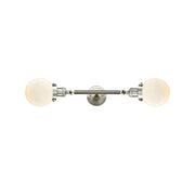 Innovations Beacon 23in 2-Light Vanity Light | Industrial Brushed Satin Nickel and Matte White Cased Glass | Bathroom Vanity | Model 208L-SN-G201-6-LED