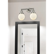 Innovations Beacon 23in 2-Light Vanity Light | Industrial Brushed Satin Nickel and Matte White Cased Glass | Bathroom Vanity | Model 208L-SN-G201-6-LED