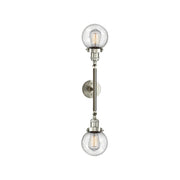 Innovations Beacon 23in 2-Light Vanity Light | Industrial Brushed Satin Nickel and Seedy Glass | Bathroom & Powder Room | Model 208L-SN-G204-6-LED