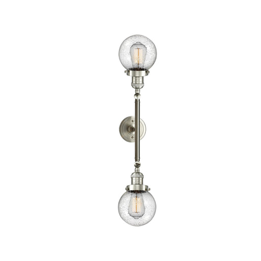 Innovations Beacon 23in 2-Light Vanity Light | Industrial Brushed Satin Nickel and Seedy Glass | Bathroom & Powder Room | Model 208L-SN-G204-6-LED