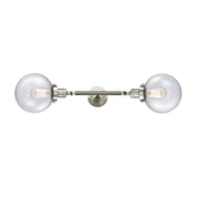 Innovations 2-Light Vertical Vanity | Industrial Brushed Satin Nickel and Seedy Glass | Bathroom Vanity | 8 x 25 x 9 in | Model 208L-SN-G204-8