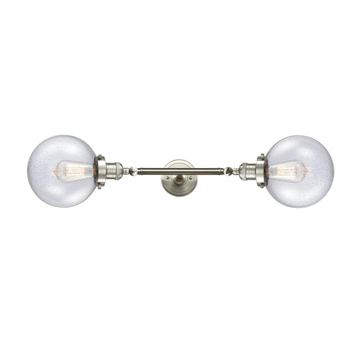 Innovations 2-Light Vertical Vanity | Industrial Brushed Satin Nickel and Seedy Glass | Bathroom Vanity | 8 x 25 x 9 in | Model 208L-SN-G204-8