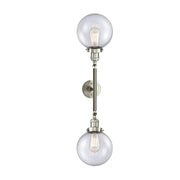 Innovations 2-Light Vertical Vanity | Industrial Brushed Satin Nickel and Seedy Glass | Bathroom Vanity | 8 x 25 x 9 in | Model 208L-SN-G204-8