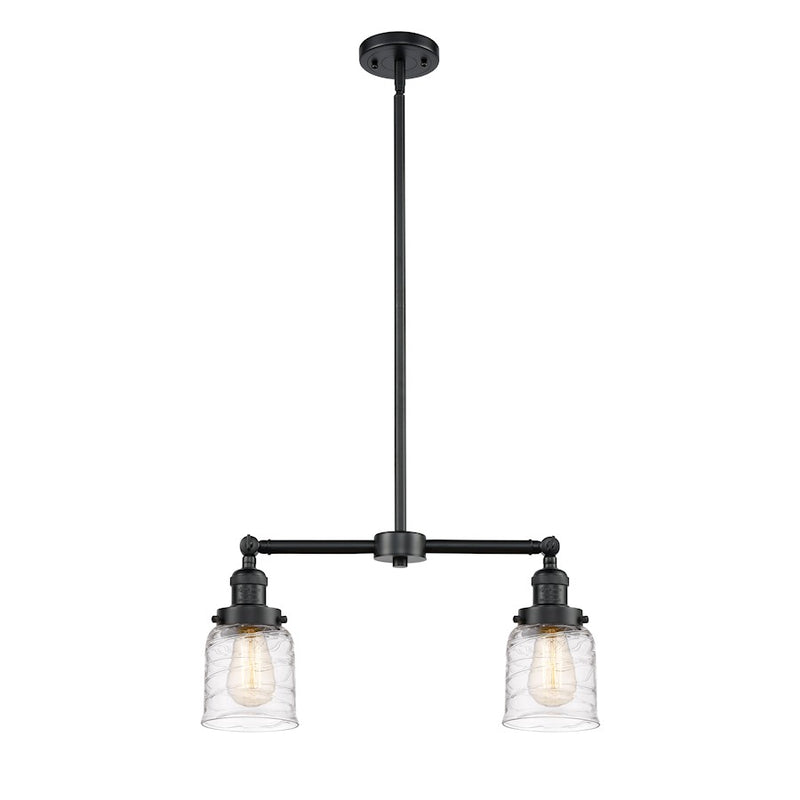 Innovations Franklin Restoration Bell 21in 2-Light LED Island Light | Traditional Farmhouse Oil Rubbed Bronze Steel and Deco Swirl | Model 209-OB-G513-LED