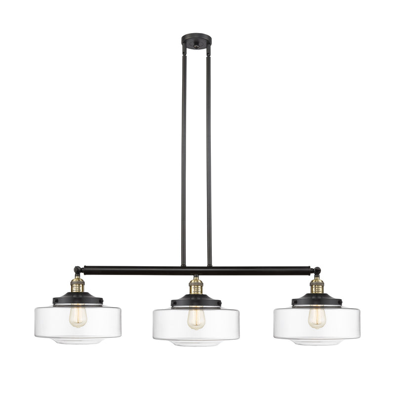 Innovations Bridgeton 44in 3-Light Island Light | Traditional Black Antique Brass Steel and Clear Glass | Kitchen Island & Dining | Model 213-BAB-G692-12