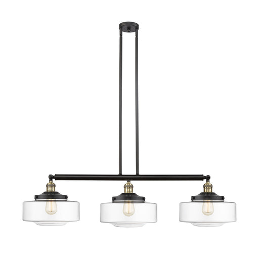 Innovations Bridgeton 44in 3-Light Island Light | Traditional Black Antique Brass Steel and Clear Glass | Kitchen Island & Dining | Model 213-BAB-G692-12