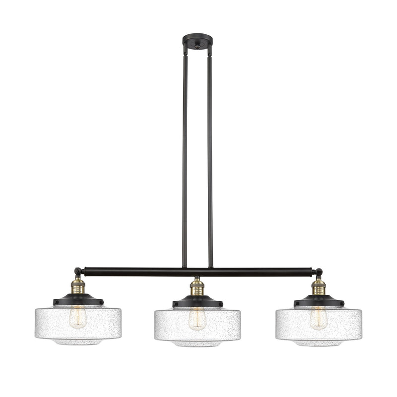 Innovations Bridgeton 44in 3-Light Island Light | Traditional Black Antique Brass Steel and Seedy Glass | Kitchen Island & Dining | Model 213-BAB-G694-12
