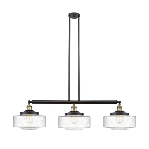 Innovations Bridgeton 44in 3-Light Island Light | Traditional Black Antique Brass Steel and Seedy Glass | Kitchen Island & Dining | Model 213-BAB-G694-12