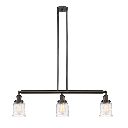 Innovations Franklin Restoration Bell 37.5in 3-Light LED Island Light | Industrial Farmhouse Oil Rubbed Bronze Steel and Deco | Model 213-OB-G513-LED