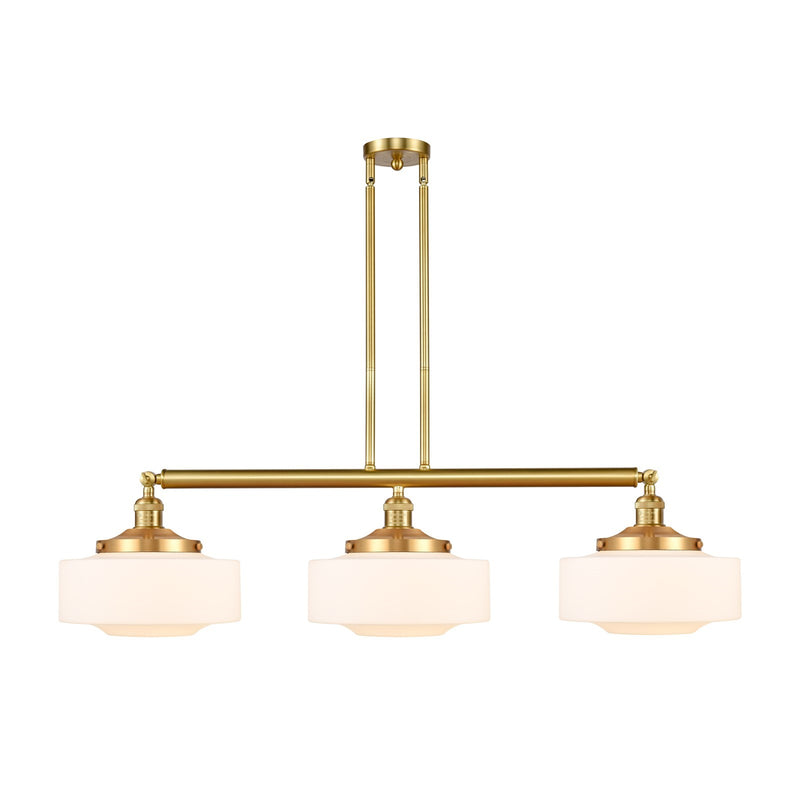 Innovations Bridgeton 44in 3-Light Island Light | Traditional Satin Gold Steel and Matte White Glass | Kitchen Island & Dining | Model 213-SG-G691-12-LED