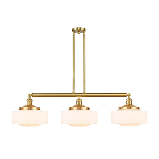 Innovations Bridgeton 44in 3-Light Island Light | Traditional Satin Gold Steel and Matte White Glass | Kitchen Island & Dining | Model 213-SG-G691-12-LED