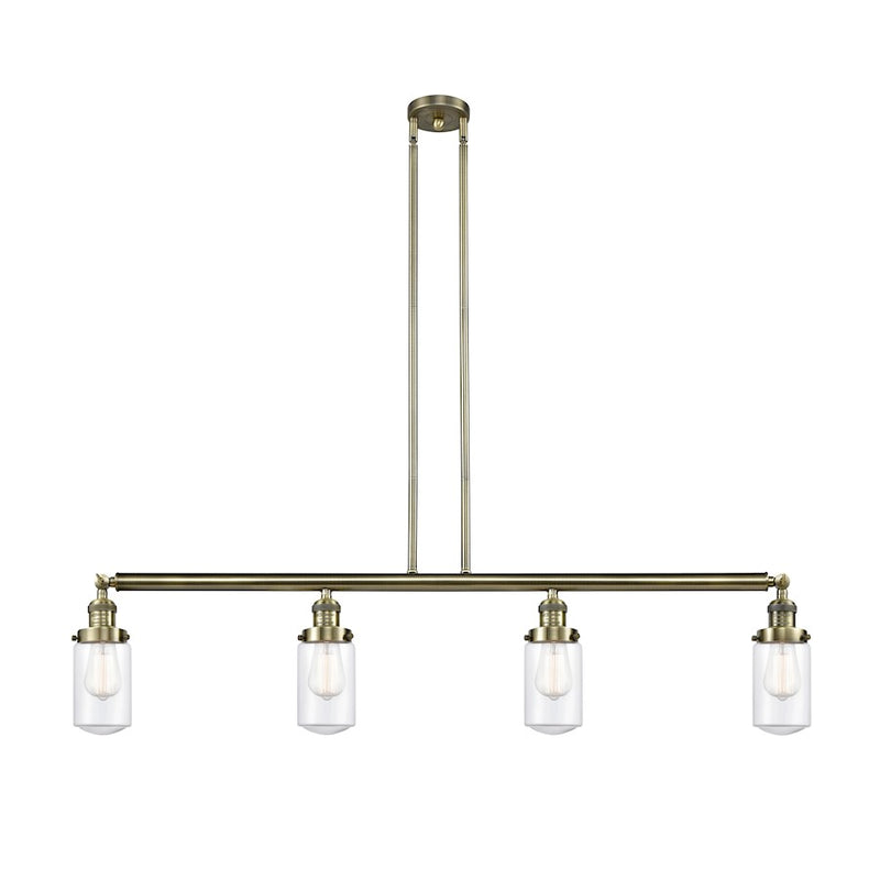 Innovations Franklin Restoration Dover 49in 4-Light Island Light | Traditional Antique Brass Steel and Clear Glass | Kitchen Island & | Model 214-AB-G312