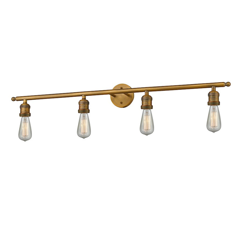 Innovations Bare Bulb 42in 4-Light Bathroom Vanity Light | Industrial Brushed Brass Cast Brass and Bare Bulb | Bathroom Vanity & Damp | Model 215-BB