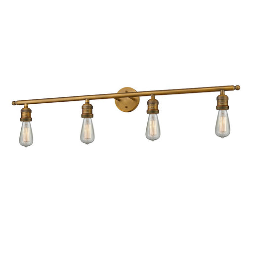 Innovations Bare Bulb 42in 4-Light Bathroom Vanity Light | Industrial Brushed Brass Cast Brass and Bare Bulb | Bathroom Vanity & Damp | Model 215-BB