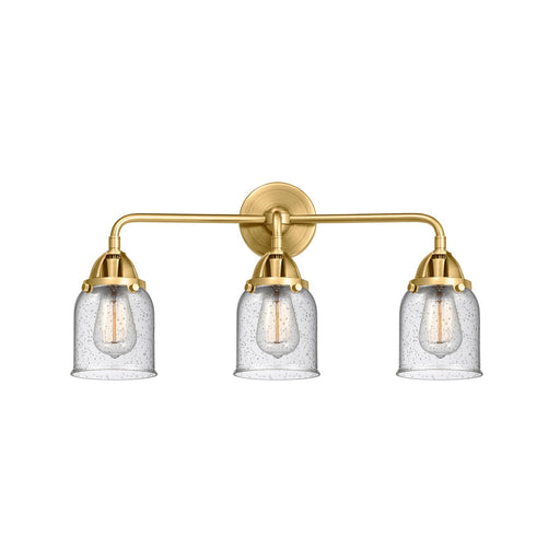 Innovations Bell 23in 3-Light Bath Vanity | Transitional Satin Gold Steel and Seedy Glass | Bathroom Vanity & Powder Room | Model 288-3W-SG-G54-LED