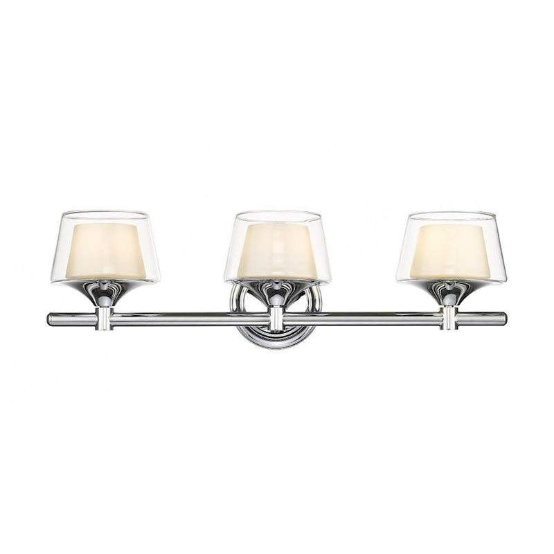 Innovations Lighting Laguna 24in 3-Light LED Bath Vanity | Retro Art Deco Polished Chrome and White Frosted Glass | Bathroom | Model 311-3W-PC-CLW-LED