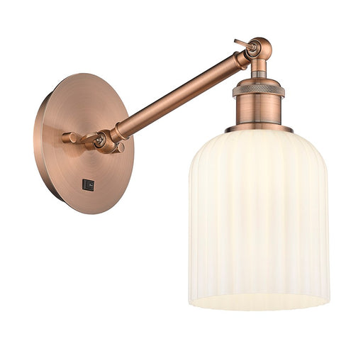 Innovations Ball Bridal Veil 5" Sconce, Vert Arm, CP/GW - 317-1W-AC-G559-5GWH