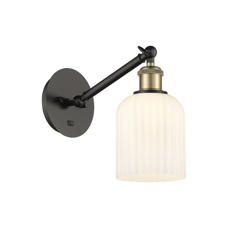 Innovations Ball Bridal Veil 5" Sconce, Vert Arm, BLB/GW - 317-1W-BAB-G559-5GWH