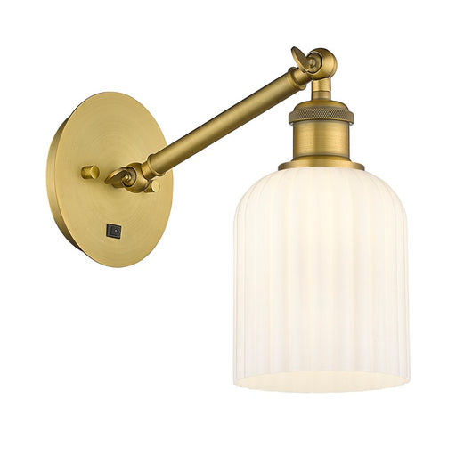 Innovations Ball Bridal Veil 5" Sconce, Vert Arm, BB/GW - 317-1W-BB-G559-5GWH