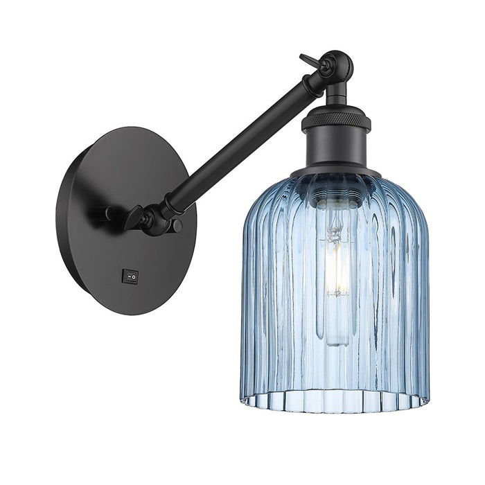 Innovations Ballston Bridal Veil 5" Sconce, Vert Arm, BK/BL - 317-1W-BK-G559-5BL