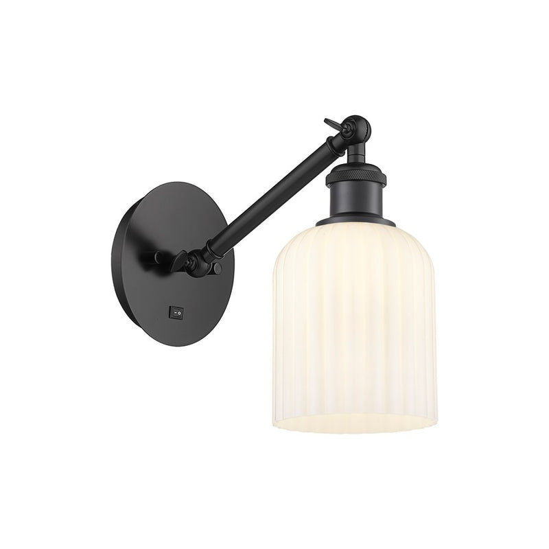 Innovations Ball Bridal Veil 5" Sconce, Vert Arm, BK/GW - 317-1W-BK-G559-5GWH