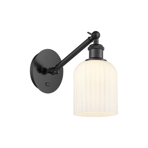 Innovations Ball Bridal Veil 5" Sconce, Vert Arm, BK/GW - 317-1W-BK-G559-5GWH