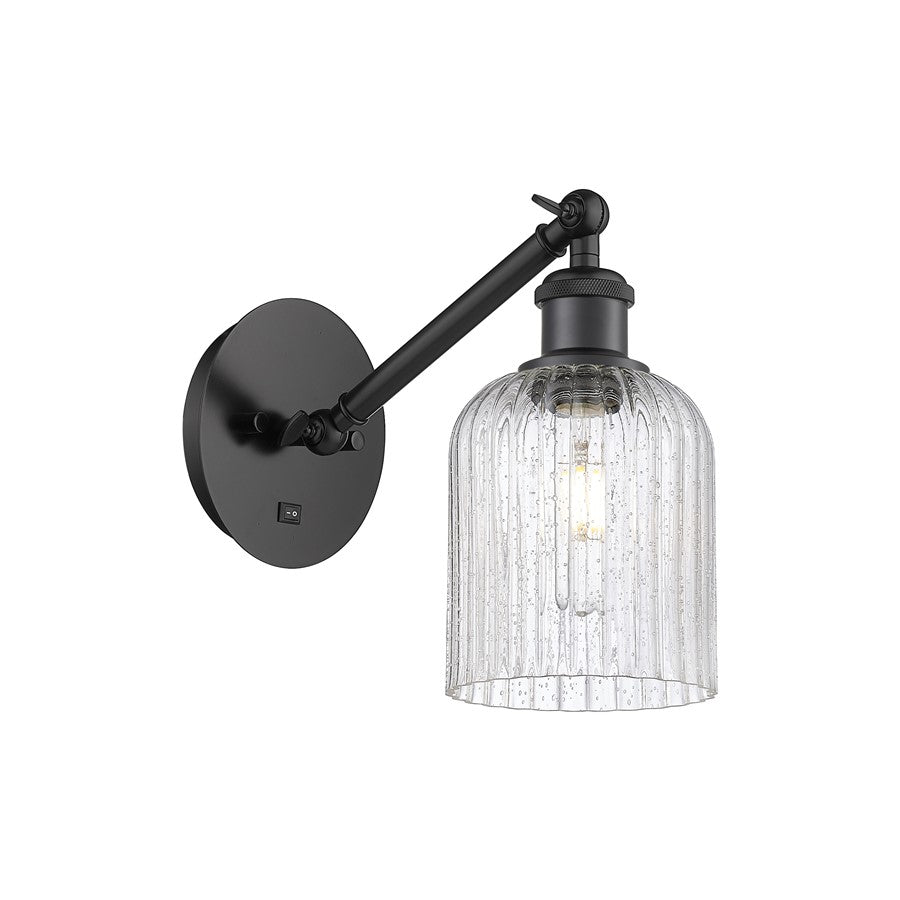 Innovations Ball Bridal Veil 5" Sconce, Vert Arm, BK/SD - 317-1W-BK-G559-5SDY