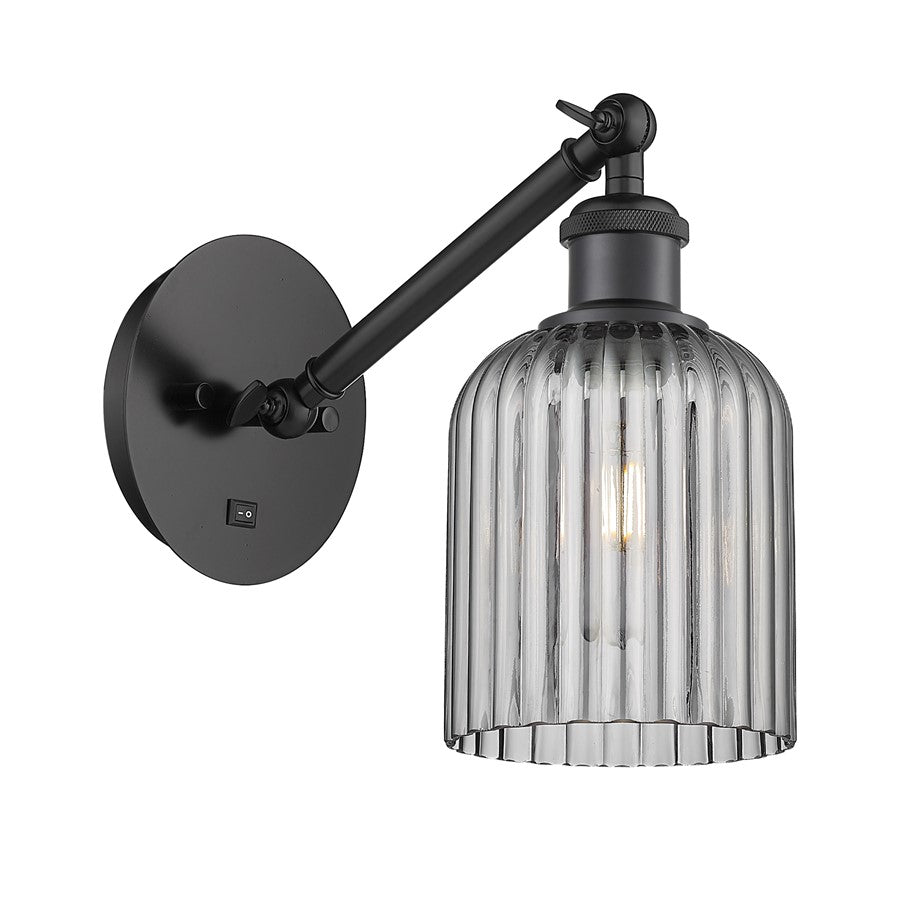 Innovations Ballston Bridal Veil 5" Sconce, Vert Arm, BK/SM - 317-1W-BK-G559-5SM
