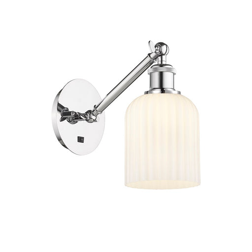 Innovations Ball Bridal Veil 5" Sconce, Vert Arm, CH/GW - 317-1W-PC-G559-5GWH