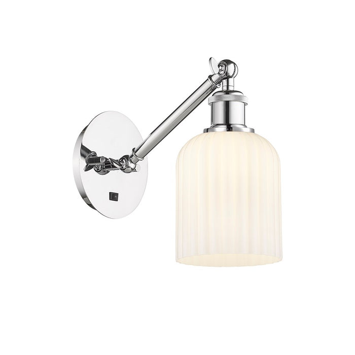 Innovations Ball Bridal Veil 5" Sconce, Vert Arm, CH/GW - 317-1W-PC-G559-5GWH