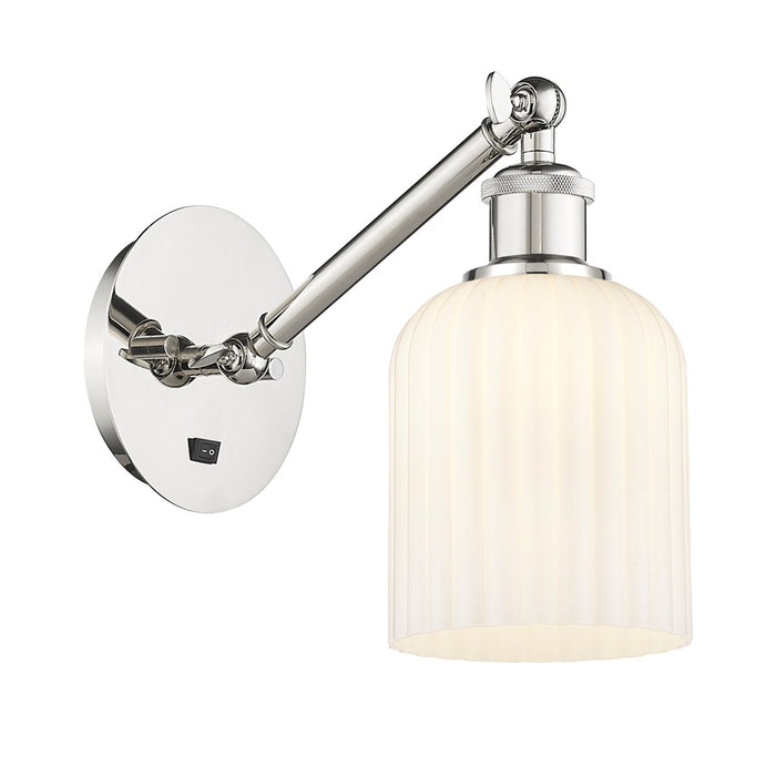 Innovations Ball Bridal Veil 5" Sconce, Vert Arm, PN/GW - 317-1W-PN-G559-5GWH