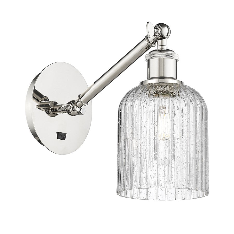 Innovations Ball Bridal Veil 5" Sconce, Vert Arm, PN/SD - 317-1W-PN-G559-5SDY