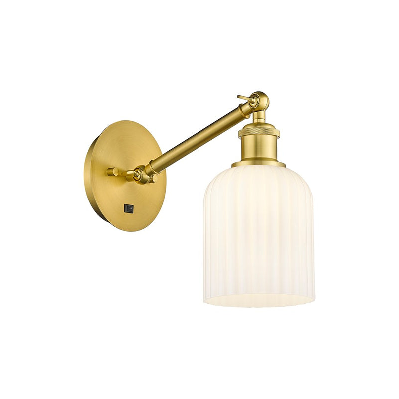 Innovations Ball Bridal Veil 5" Sconce, Vert Arm, GD/GW - 317-1W-SG-G559-5GWH