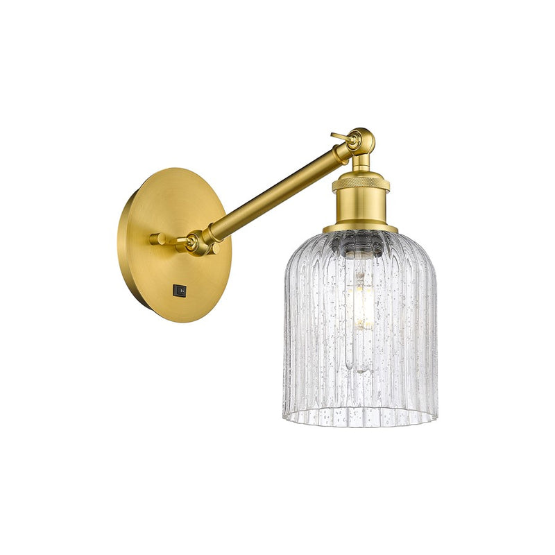 Innovations Ball Bridal Veil 5" Sconce, Vert Arm, GD/SD - 317-1W-SG-G559-5SDY