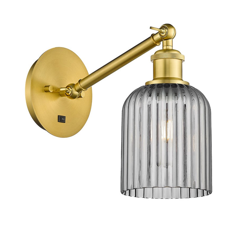 Innovations Ballston Bridal Veil 5" Sconce, Vert Arm, GD/SM - 317-1W-SG-G559-5SM