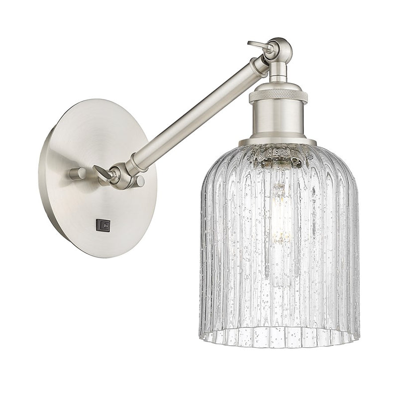 Innovations Ball Bridal Veil 5" Sconce, Vert Arm, SN/SD - 317-1W-SN-G559-5SDY