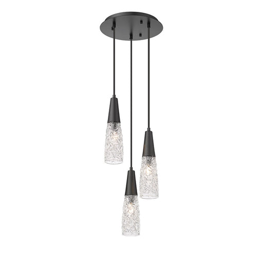 Innovations Amherst Brook 3Lt 10" Cord Multi Pendant, BK/CL - 322-3P-BK-G322-3CL