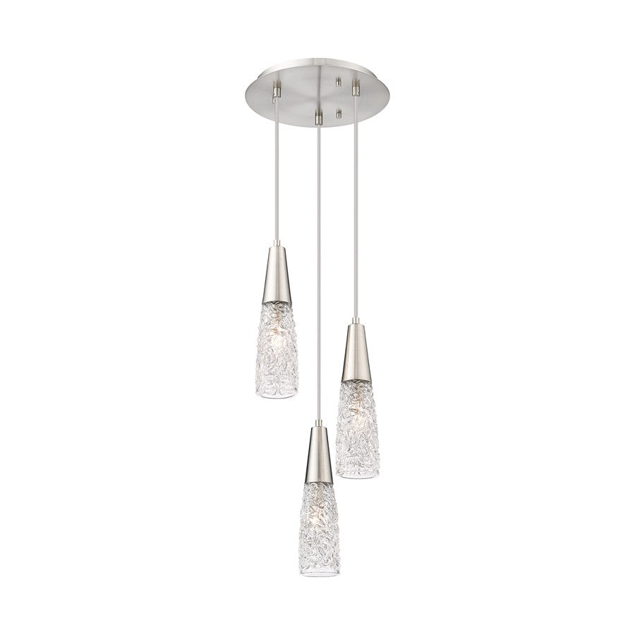 Innovations Amherst Brook 3Lt 10" Cord Multi Pendant, SN/CL - 322-3P-SN-G322-3CL
