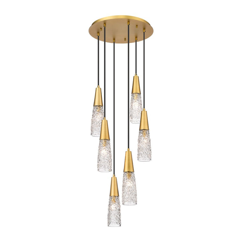 Innovations Amherst Brook 6Lt 14" Cord Multi Pend, BRS/CL - 322-6P-BB-G322-3CL