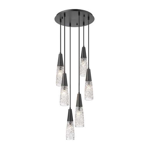 Innovations Amherst Brook 6Lt 14" Cord Multi Pendant, BK/CL - 322-6P-BK-G322-3CL