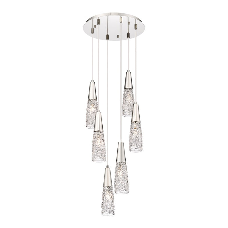 Innovations Amherst Brook 6Lt 14" Cord Multi Pendant, PN/CL - 322-6P-PN-G322-3CL
