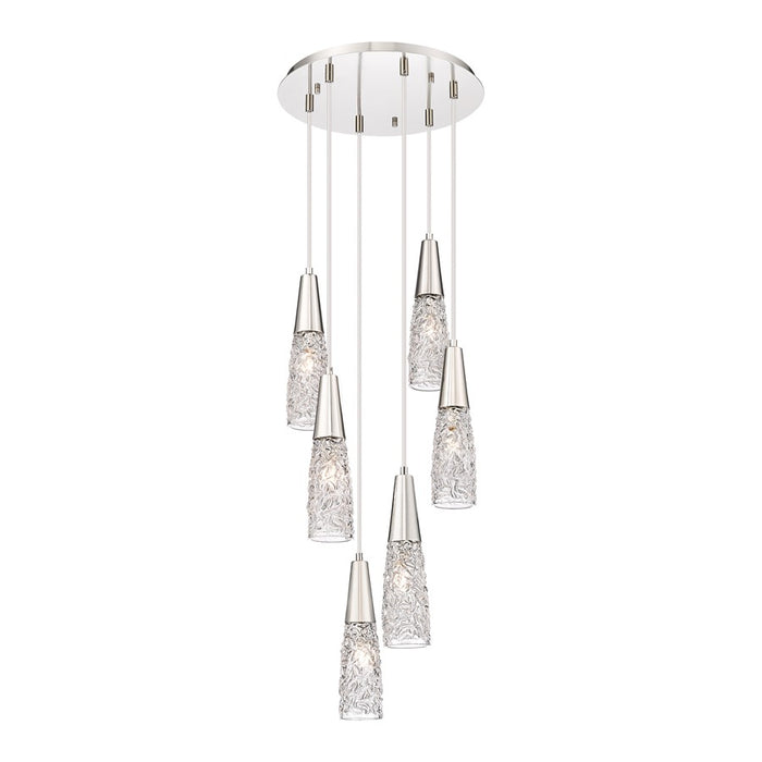 Innovations Amherst Brook 6Lt 14" Cord Multi Pendant, PN/CL - 322-6P-PN-G322-3CL