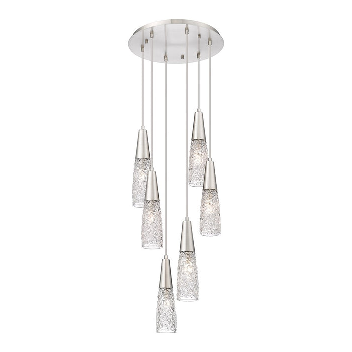 Innovations Amherst Brook 6Lt 14" Cord Multi Pendant, SN/CL - 322-6P-SN-G322-3CL