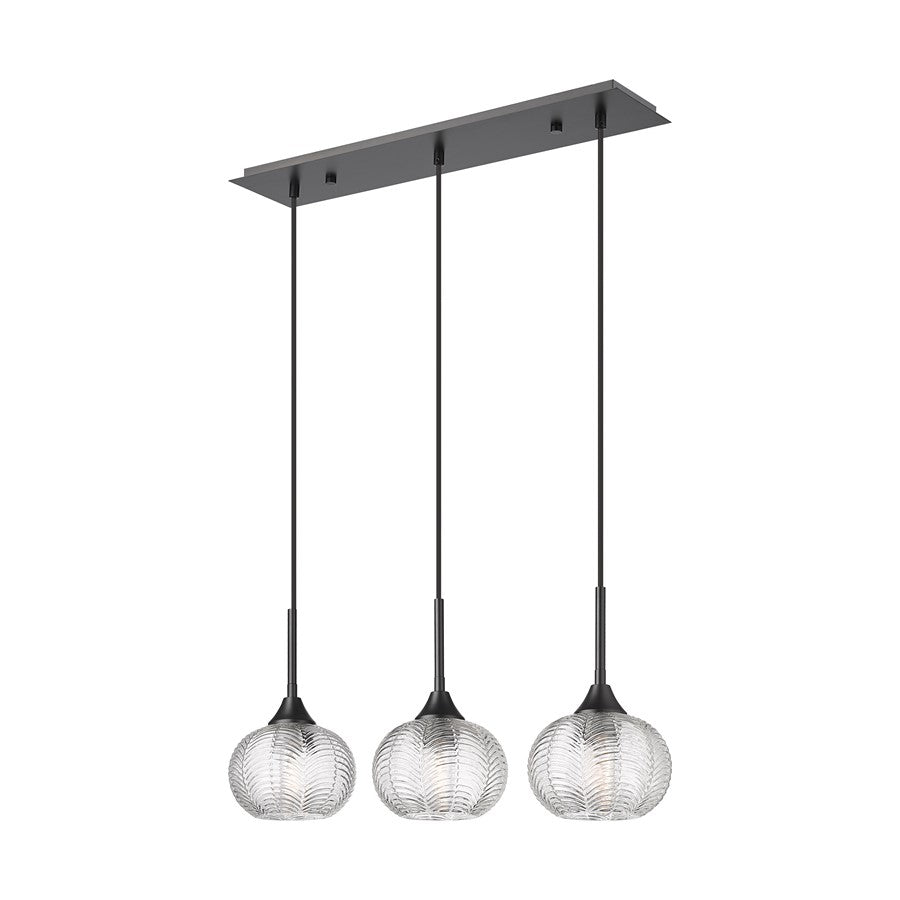 Innovations Berkshire 3Lt 28" Cord Hung Island Light, Black - 323-3I-BK-G323-7CL