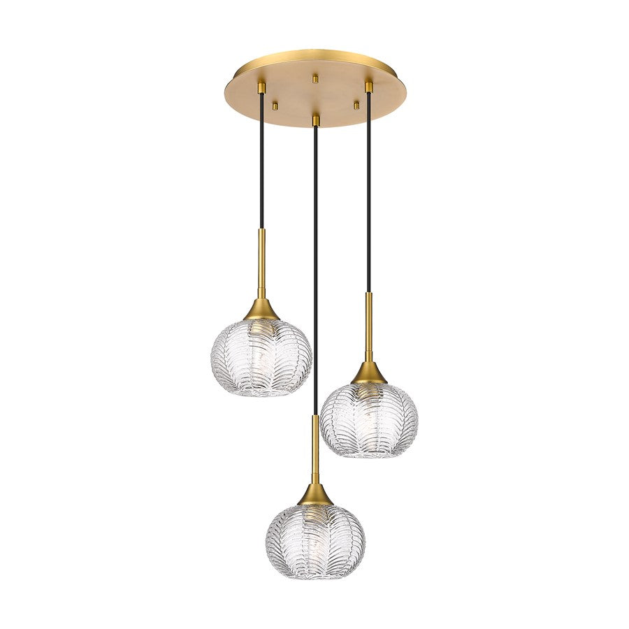Innovations Berkshire 3Lt 15" Cord Multi Pendant, Brass - 323-3P-BB-G323-7CL