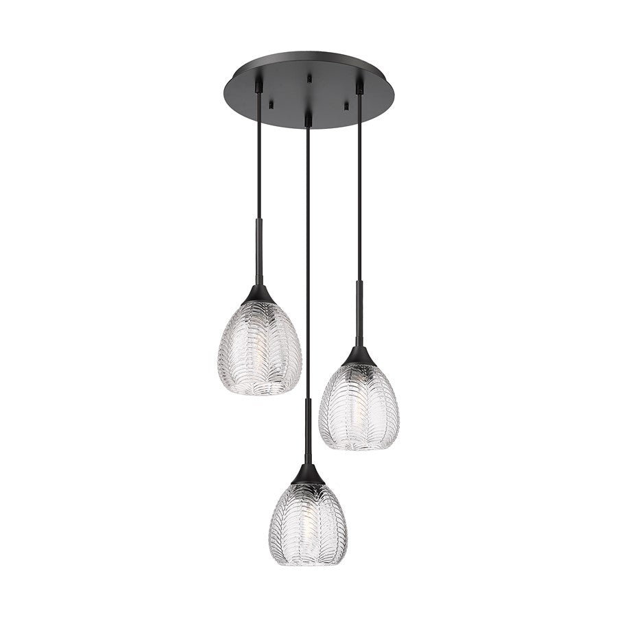 Innovations Berkshire 3Lt 13" Cord Multi Pendant, Black - 323-3P-BK-G323-6CL