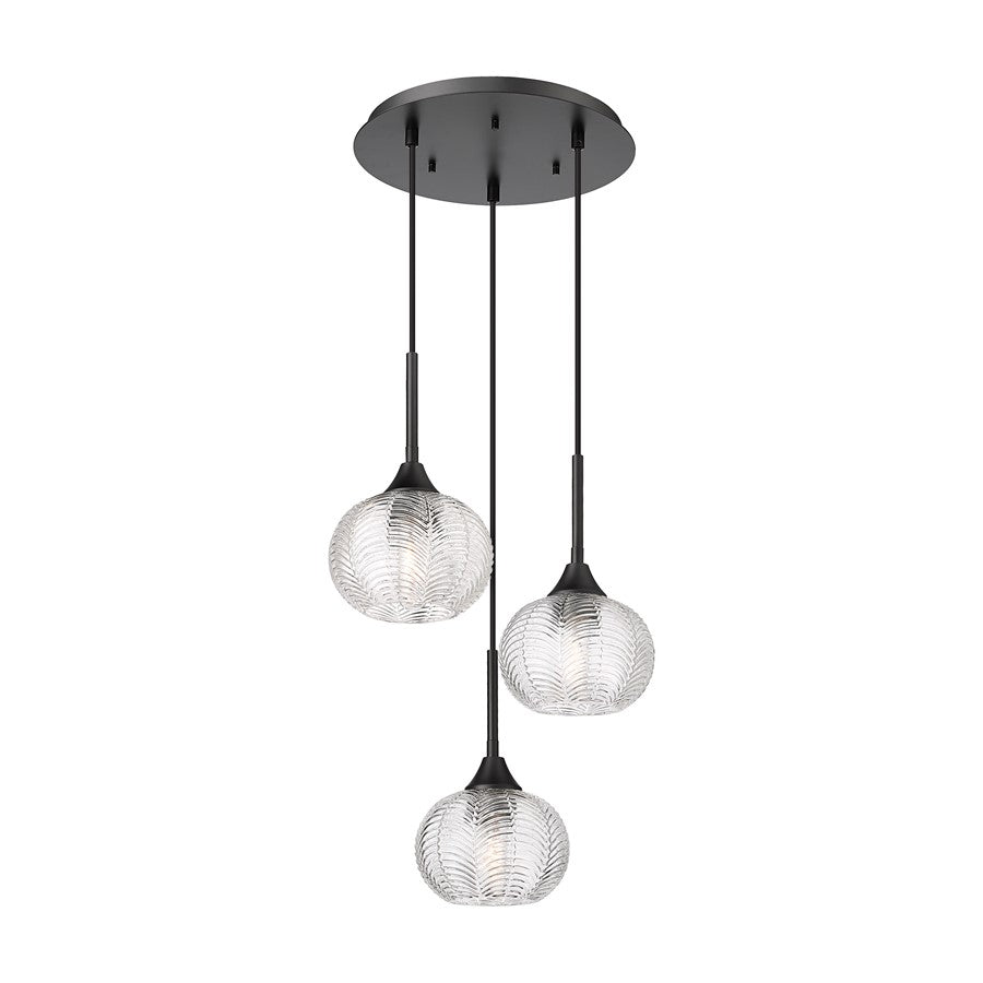 Innovations Berkshire 3Lt 15" Cord Multi Pendant, Black - 323-3P-BK-G323-7CL