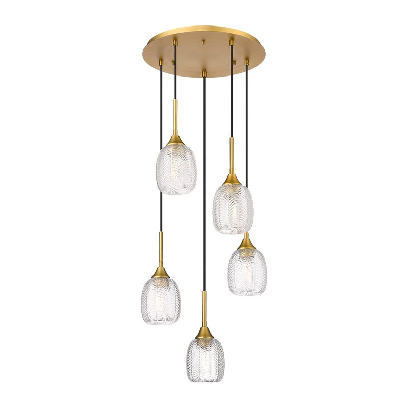 Innovations Berkshire 5Lt 18" Cord Multi Pendant, Brass - 323-5P-BB-G323-5CL